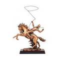 Cowboy with Horse Copper Figurine - 13.5" W x 12.5" H